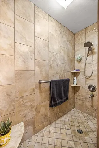 a bathroom with a shower