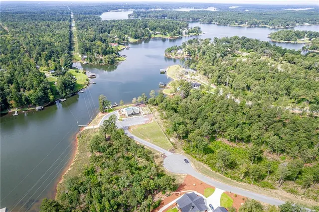 a view of a lake with a mountain