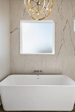 a bathroom with a bathtub
