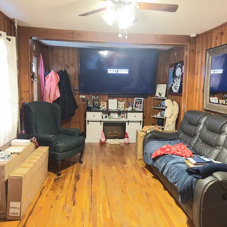 a living room with furniture and a couch