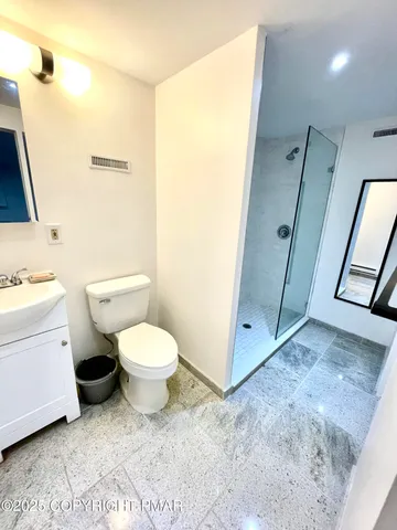 a bathroom with a toilet a sink and a mirror