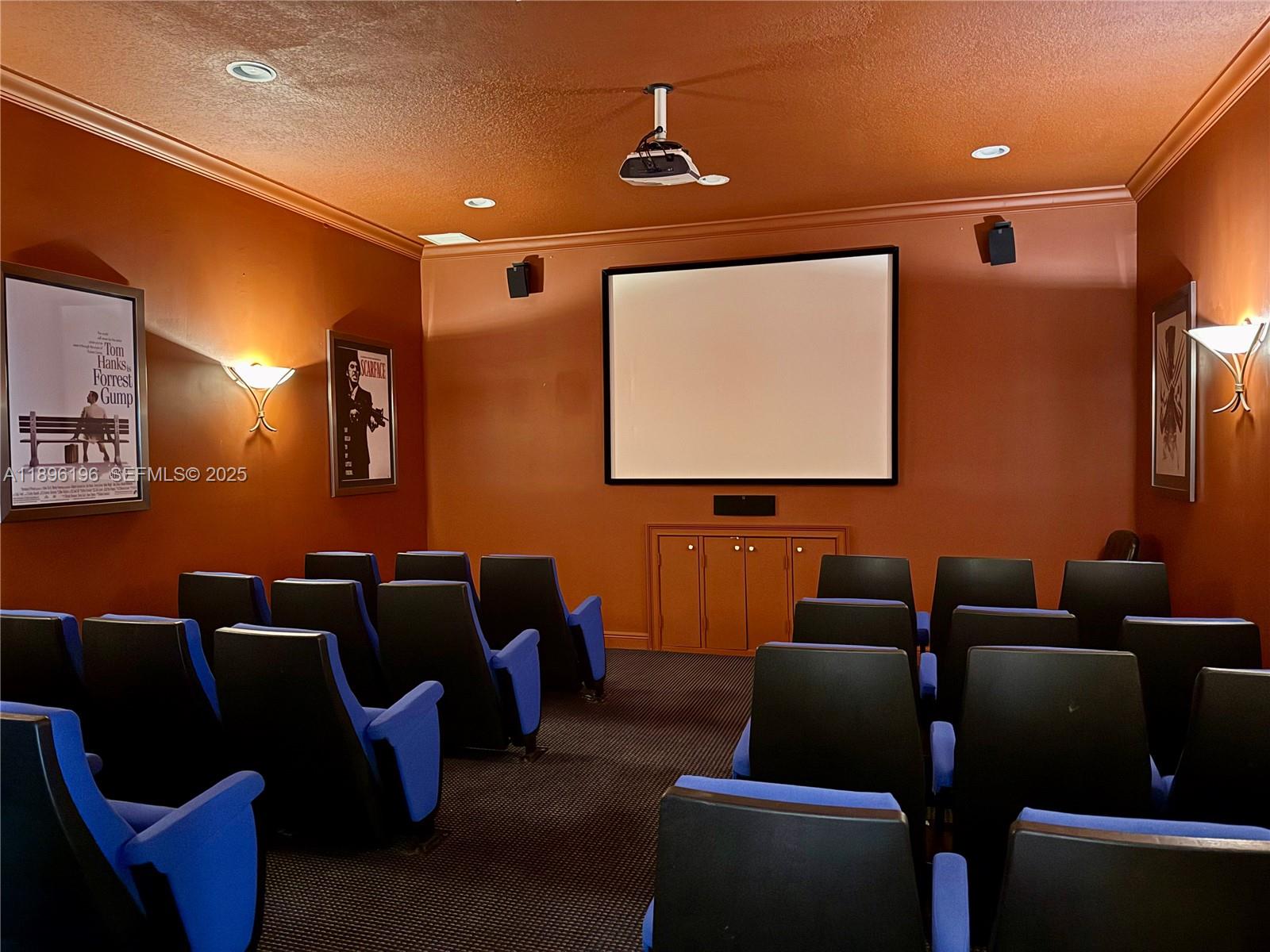11601 Southwest 2nd Street, Unit 21301 Pembroke Pines, FL 33025 - Photo 19 of 21 a media room with lots of chairs and a projector screen