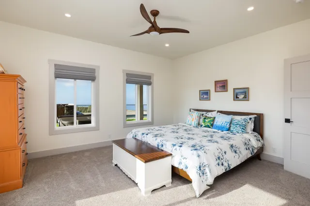 a view of a lake from a yard