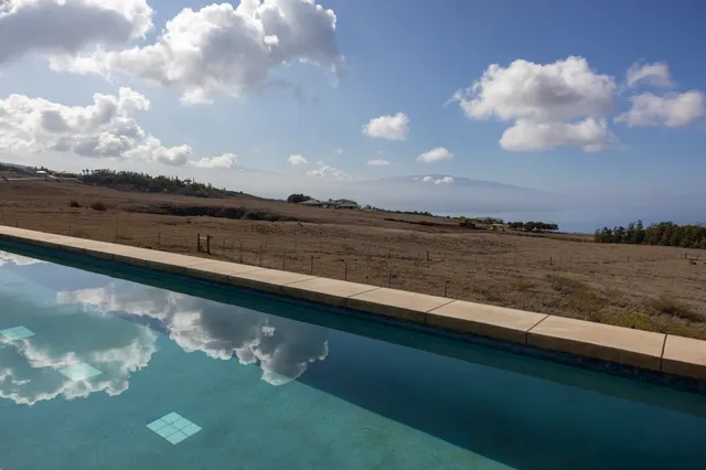 a view of a garden with an outdoor seating