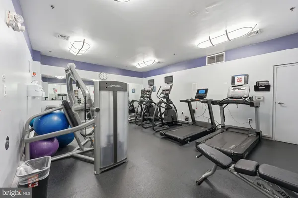a view of a room with gym equipment