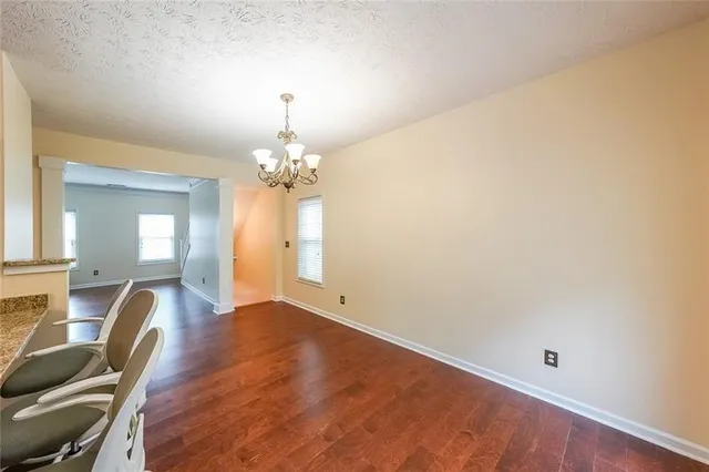 a view of a livingroom with a chandelier