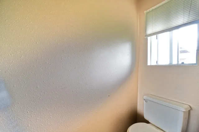 a white toilet sitting next to a window