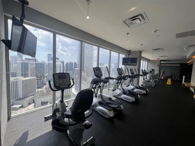a view of a room with gym equipment