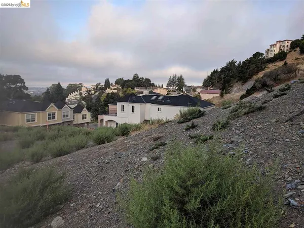 a view of a town with mountains in the background