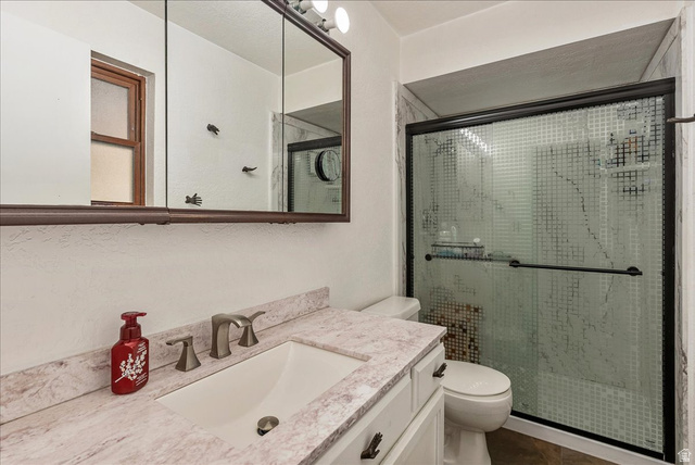 11 South Clark Lane Elk Ridge, UT 84651 - Photo 17 of 46 Bathroom featuring vanity and a stall shower