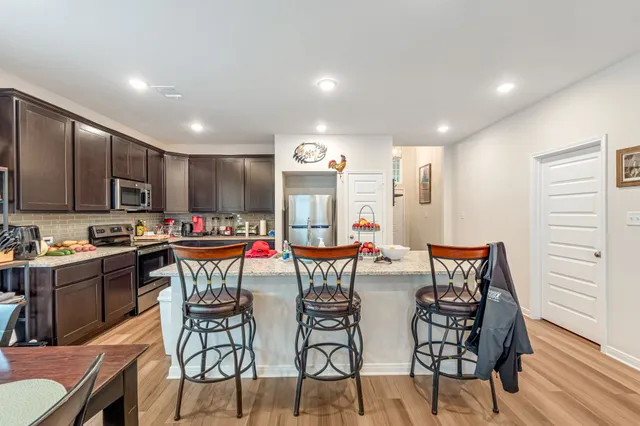 a view of a dining area with furniture