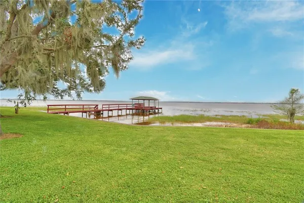 a view of an ocean from a yard