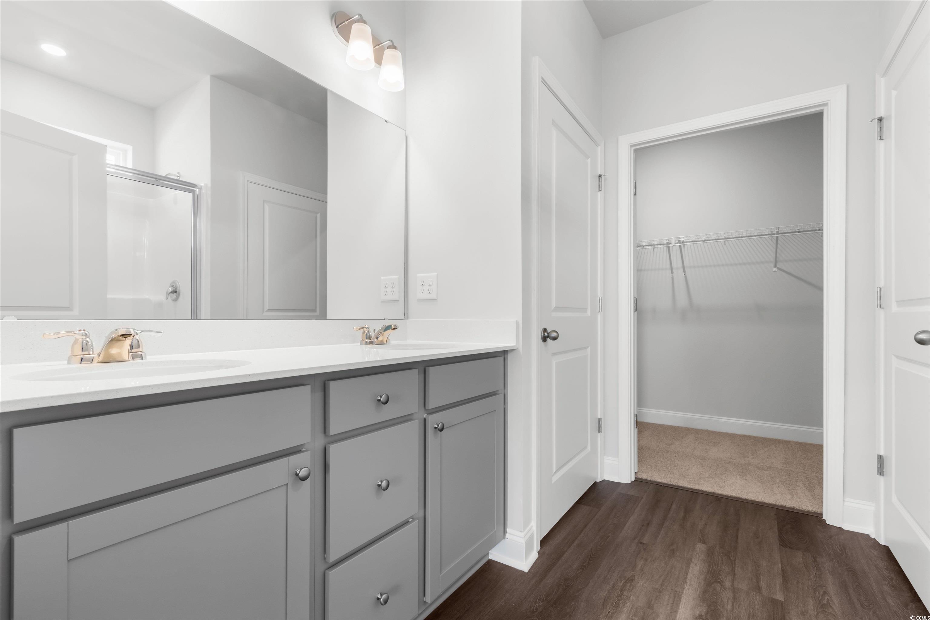 2427 Campton Loop Conway, SC 29527 - Photo 25 of 40 Bathroom with dual bowl vanity and hardwood / wood