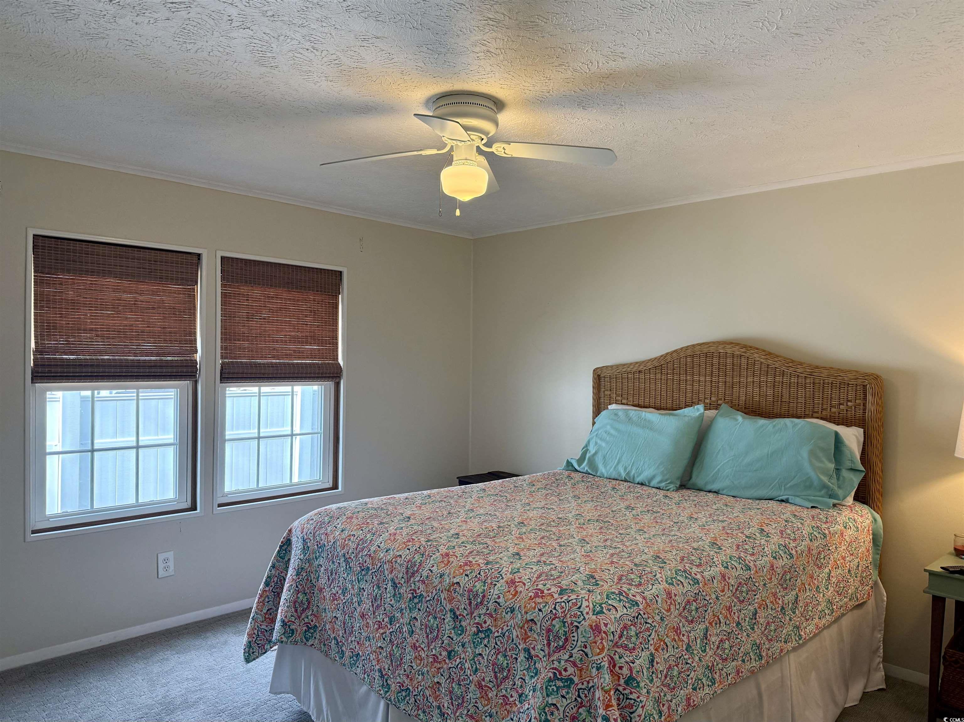 527 Sandpebble Surfside Beach, SC 29575 - Photo 16 of 31 Carpeted bedroom featuring ceiling fan and a textu