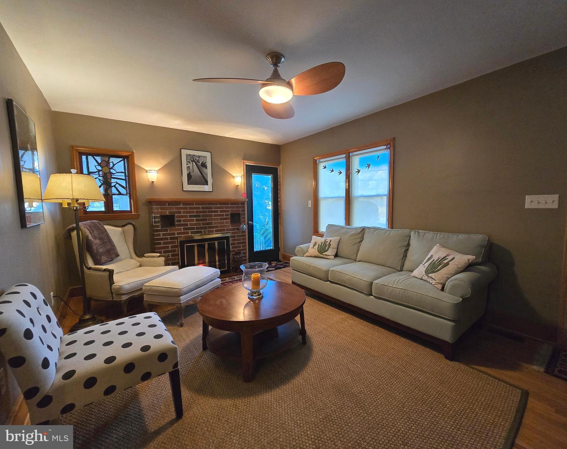 Living room with access to side porch
