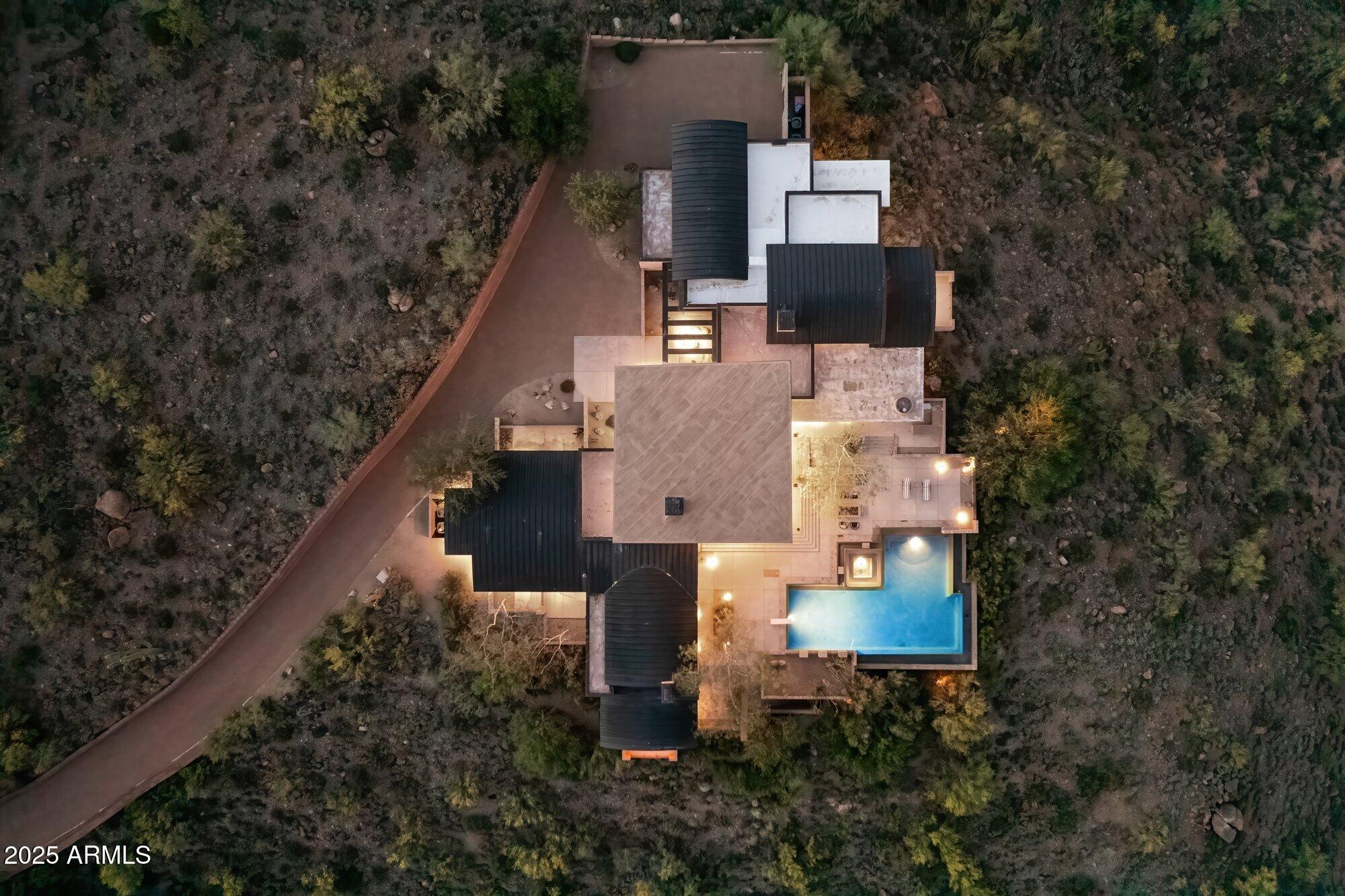 9626 East Aw Tillinghast Road Scottsdale, AZ 85262 - Photo 27 of 28 an aerial view of residential houses with outdoor space
