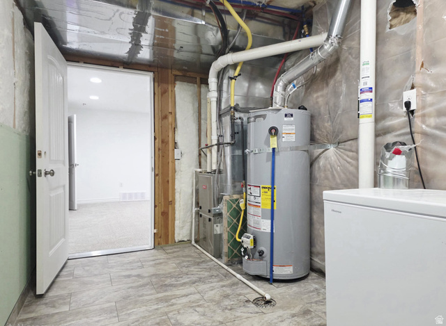 1437 925 South Vernal, UT 84078 - Photo 31 of 47 Utility room with tiled flooring, water heater, and furnace system
