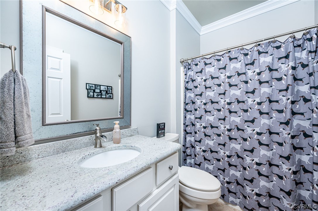 5080 Park Commons Loop Glen Allen, VA 23059 - Photo 23 of 41 a bathroom with a granite countertop sink a toilet and a mirror