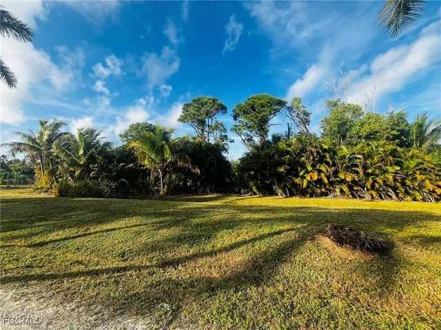 a view of a golf course with a big yard