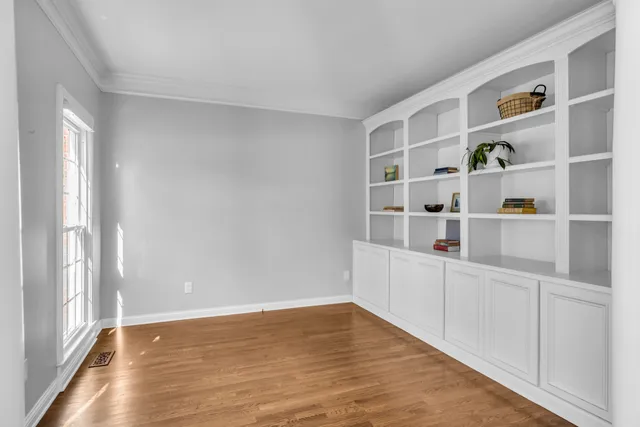 a view of an empty room with empty racks