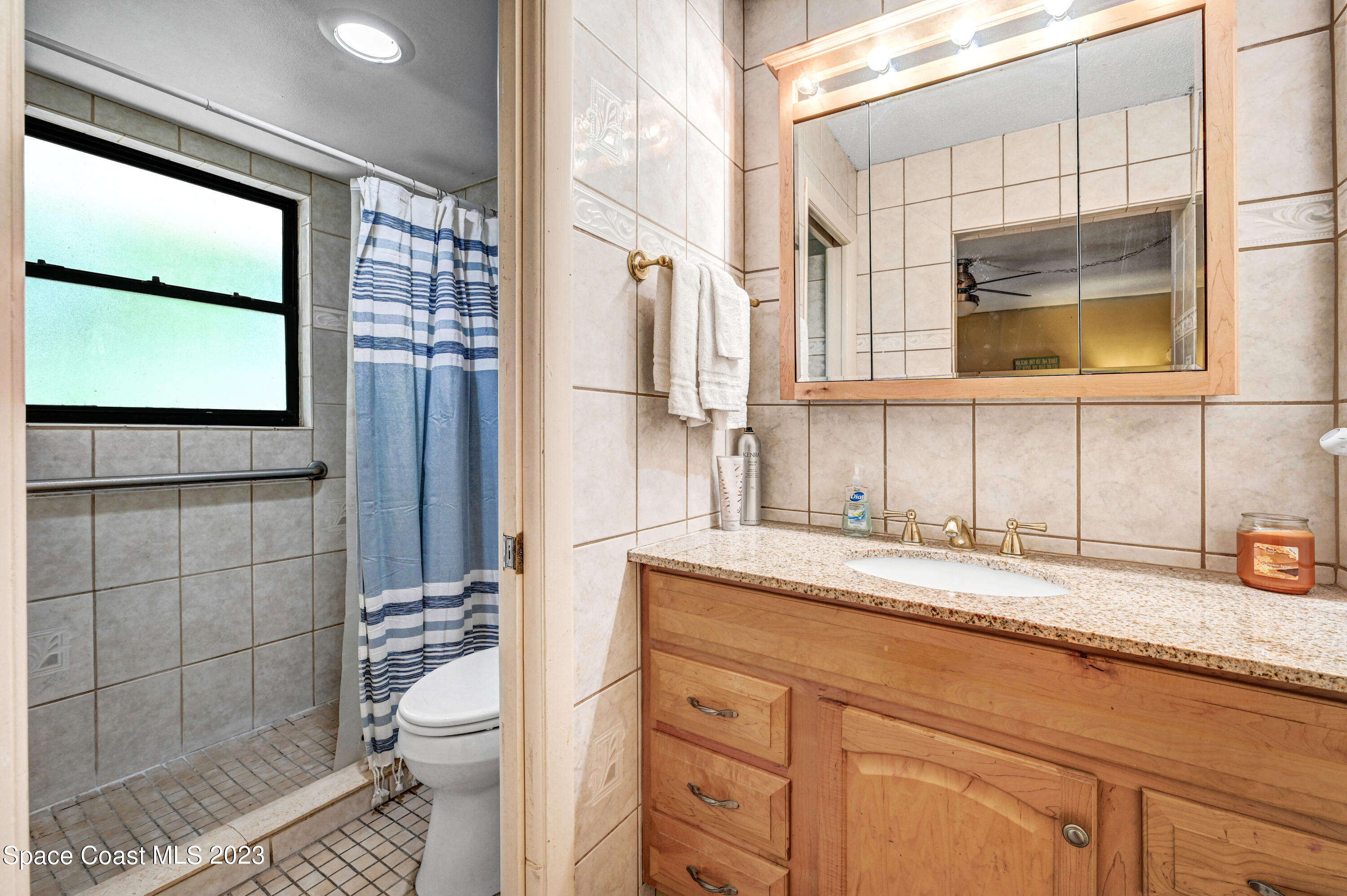 832 Damask Street Northeast Palm Bay, FL 32905 - Photo 11 of 18 a bathroom with a sink a toilet and shower