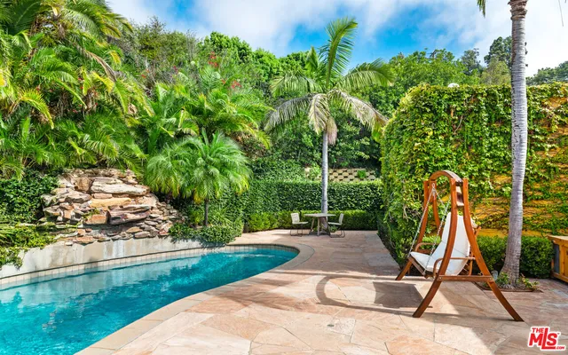 a view of a backyard with a slide