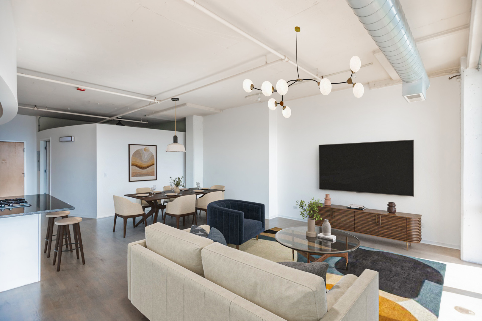 1530 South State Street, Unit 14O Chicago, IL 60605 - Photo 4 of 20 a living room with furniture and a flat screen tv