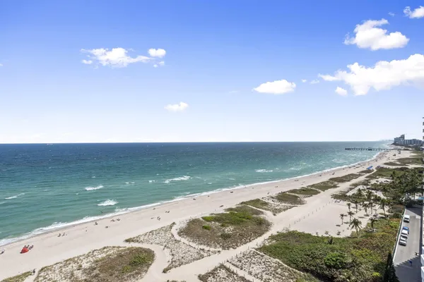 a view of an ocean and beach