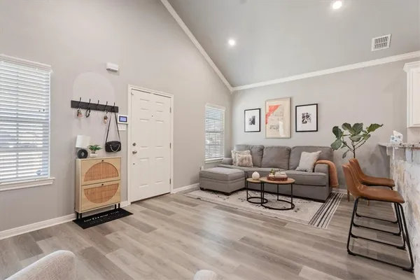 a living room with furniture