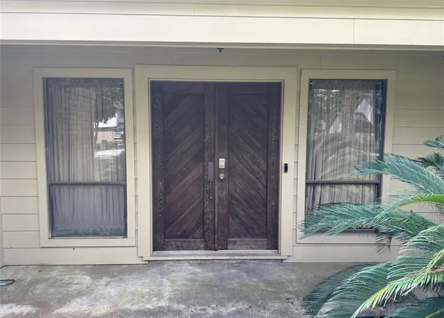 a view of wooden door