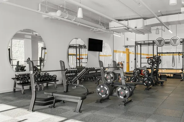 a view of a room with gym equipment