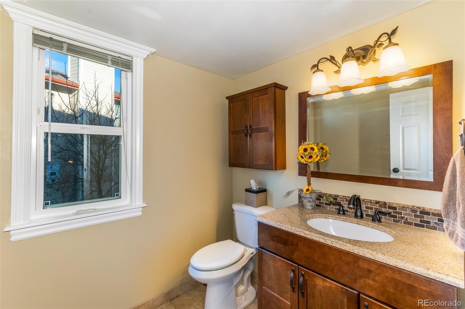 9164 Bitterweed Court Highlands Ranch, CO 80126 - Photo 8 of 27 a bathroom with a sink and a mirror