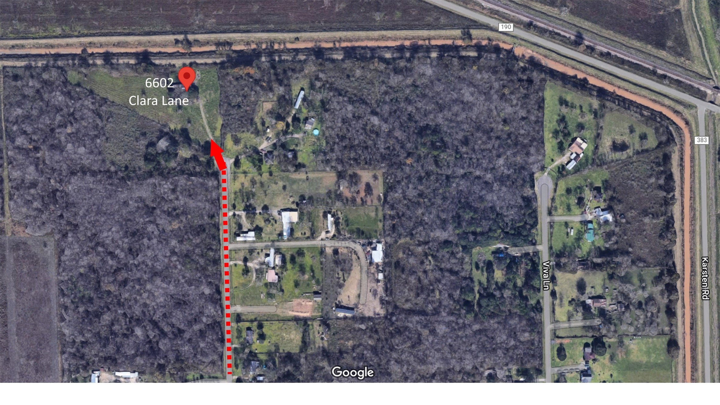 6602 Clara Lane Rosharon, TX 77583 - Photo 3 of 5 3.3 acres Aerial view- a skip from Houston