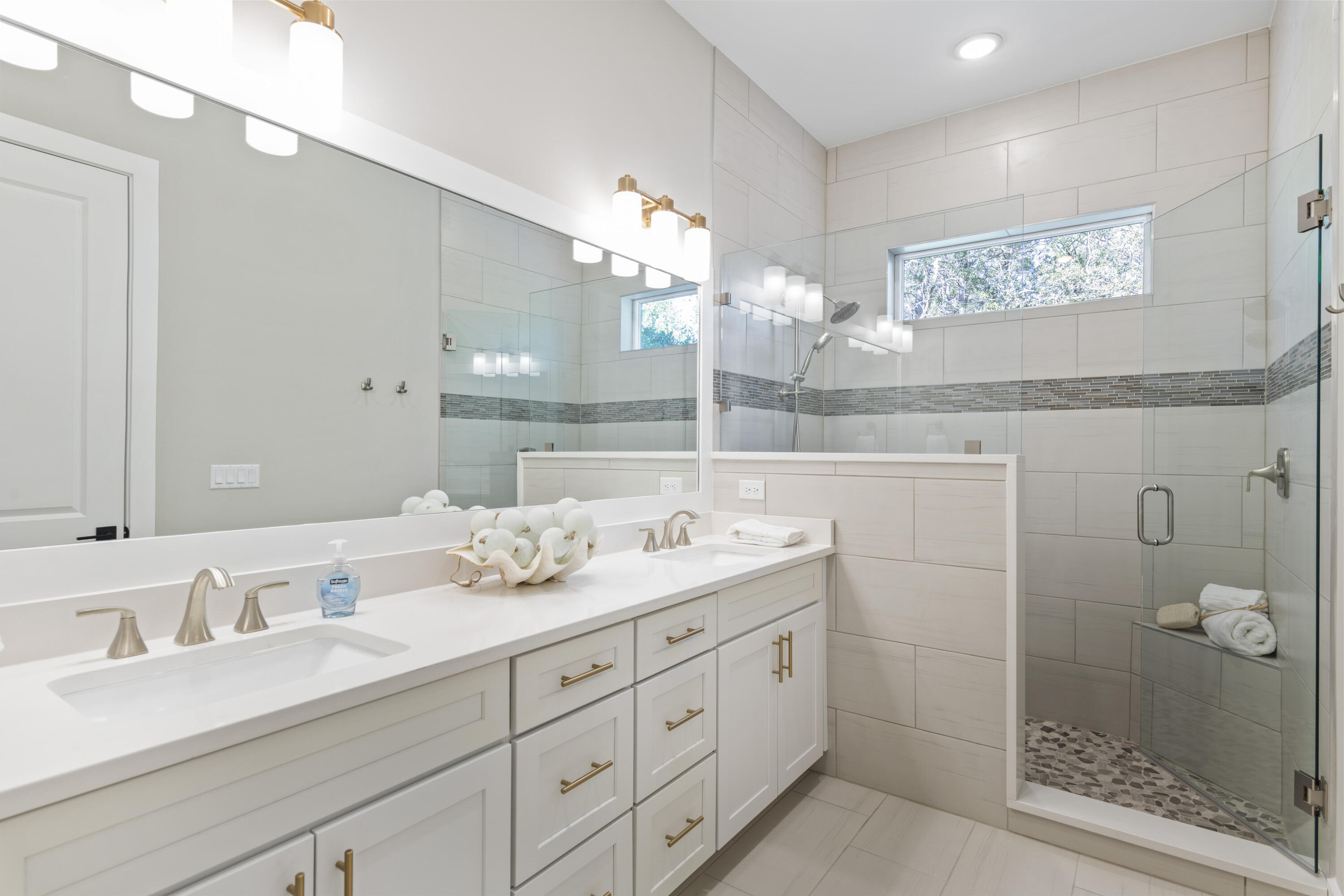 95 West Willow Mist Road Inlet Beach, FL 32461 - Photo 17 of 49 a bathroom with double sink and a mirror