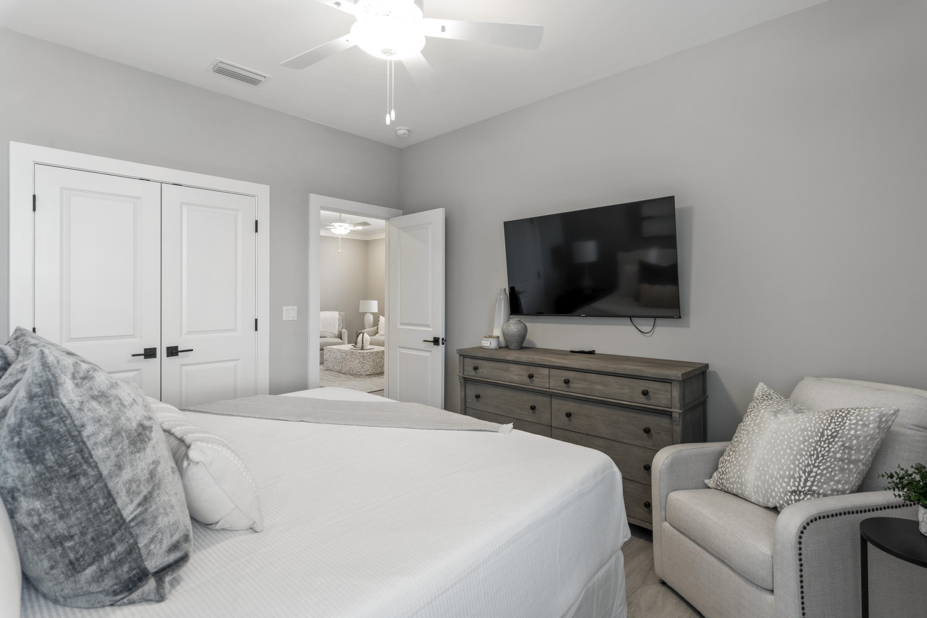 95 West Willow Mist Road Inlet Beach, FL 32461 - Photo 25 of 49 a bedroom with a bed and a flat screen tv