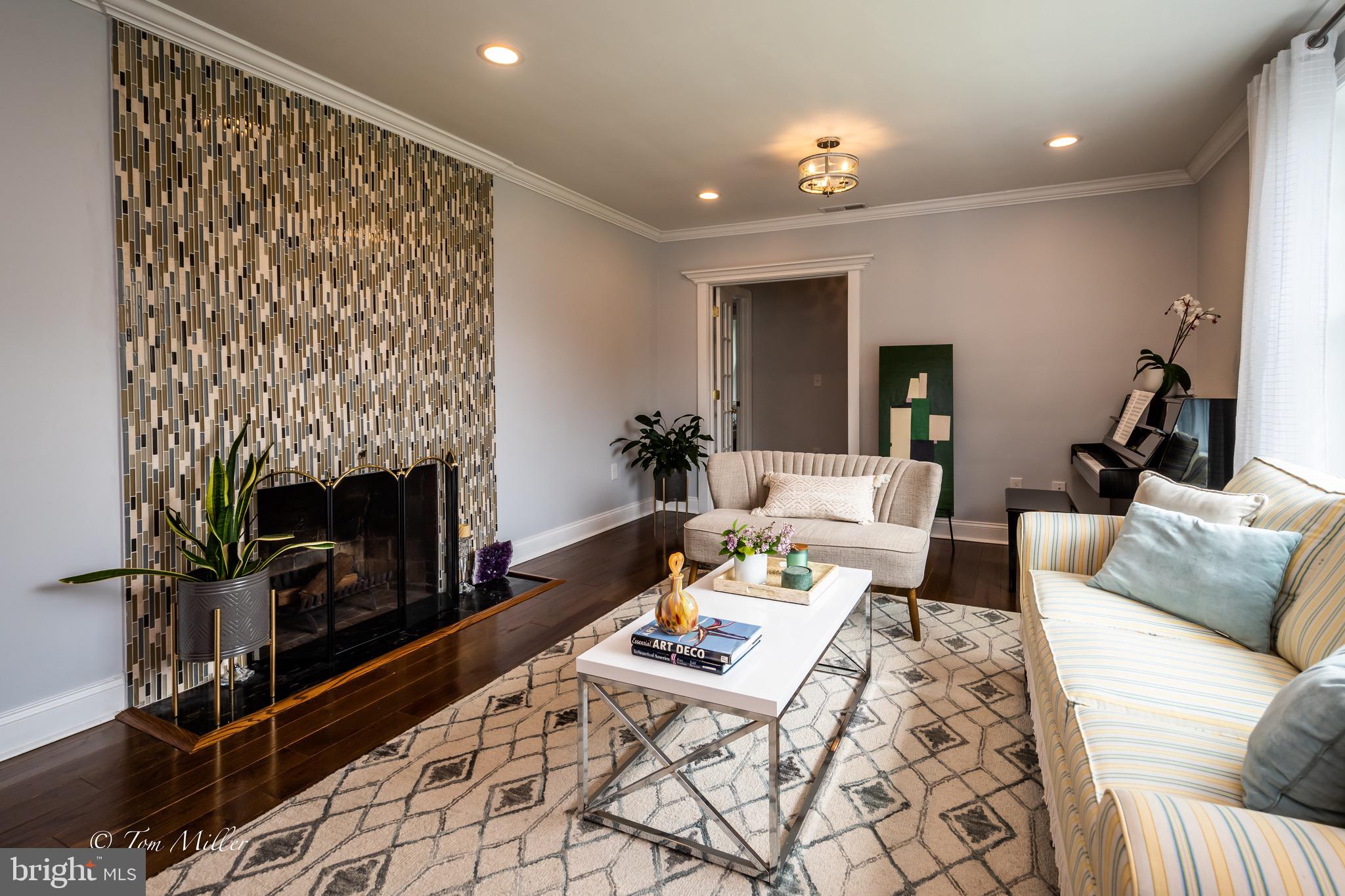 1204 Merediths Ford Road Towson, MD 21286 - Photo 6 of 49 Living room with tiled wood burning fireplace