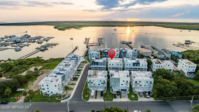 a view of a city and ocean view