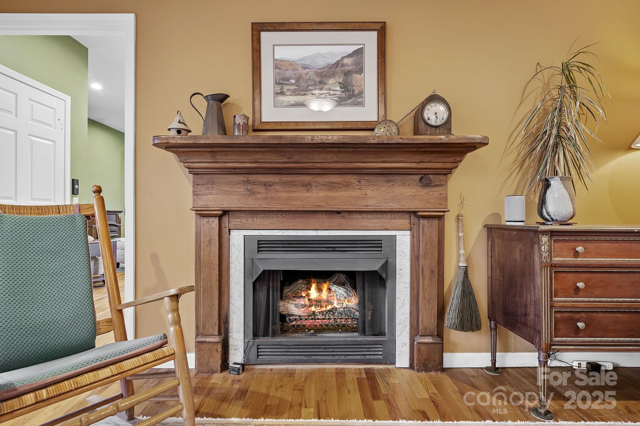 22 Sunset Lane Alexander, NC 28701 - Photo 10 of 48 a living room with a fireplace and wooden floor