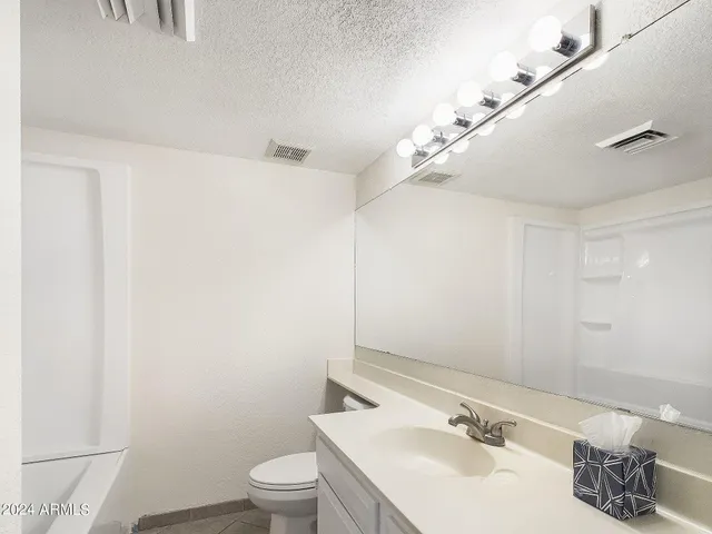 a bathroom with a sink toilet and vanity