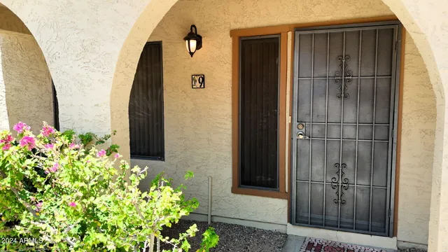 an aerial view of a house with a garden