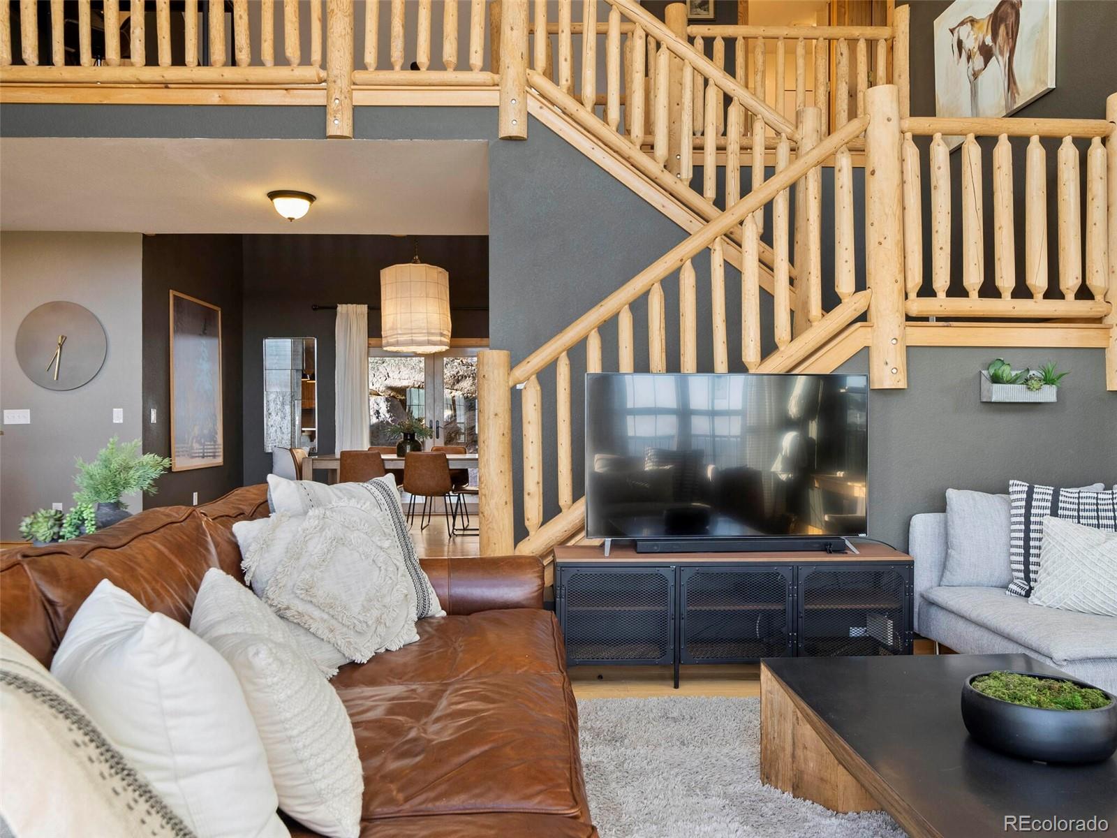 8335 Doubleheader Ranch Road Morrison, CO 80465 - Photo 8 of 40 a living room with furniture and a fireplace