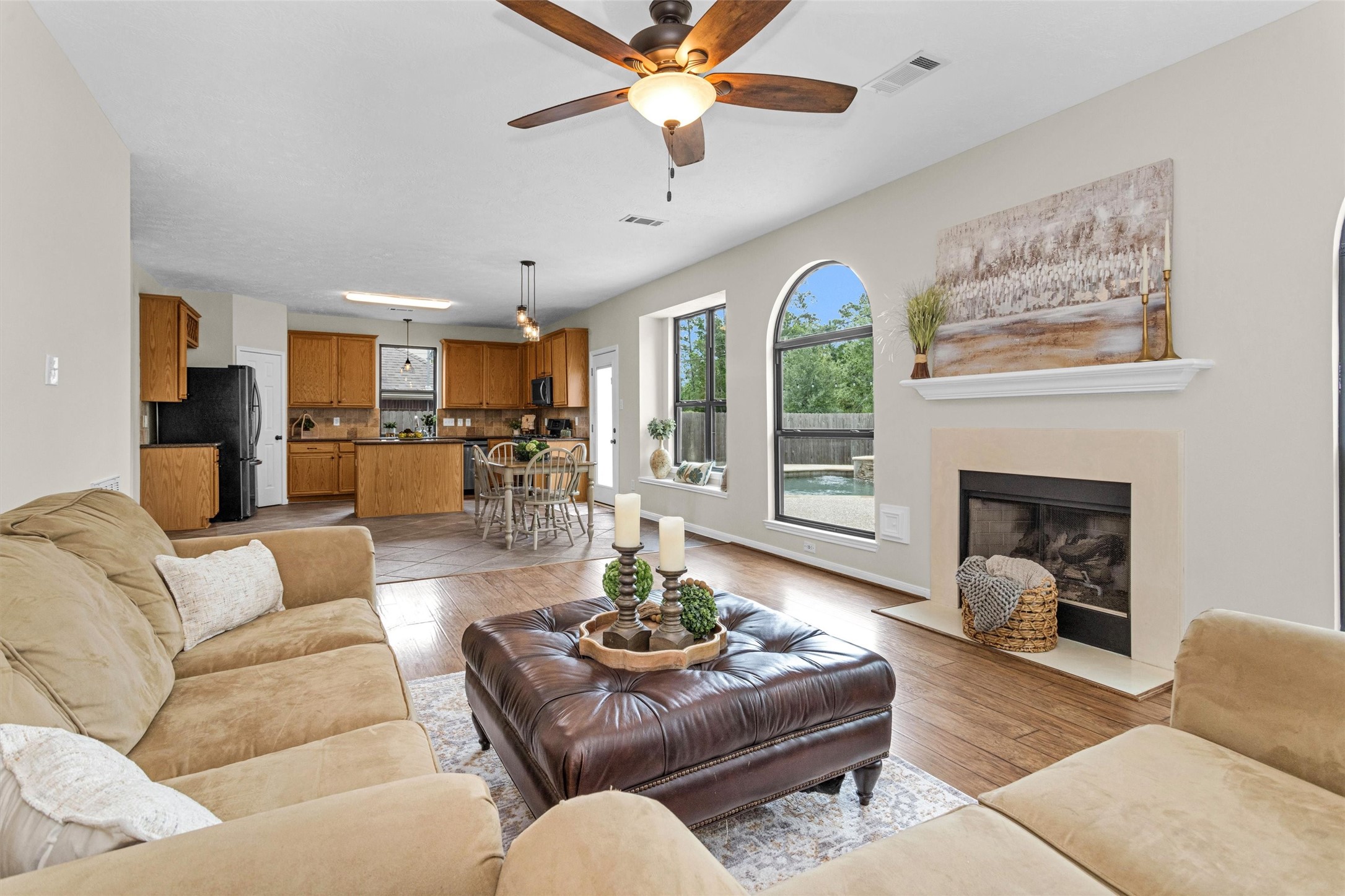 7419 Alderly Drive Spring, TX 77389 - Photo 12 of 49 a living room with furniture and a fireplace