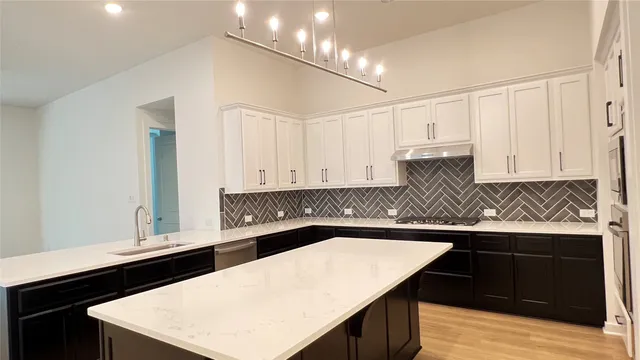 a kitchen with a sink dishwasher and white cabinets