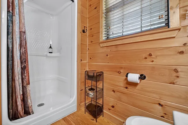 a bathroom with a shower