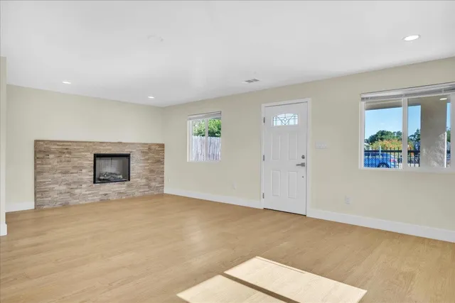 an empty room with windows