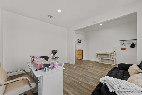 a living room with furniture and a couch