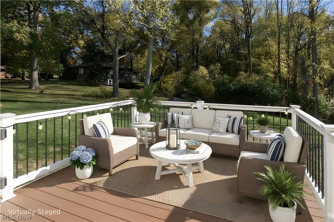 11768 Valley View Road Northfield, OH 44067 - Photo 37 of 45 Wooden deck featuring a lawn and an outdoor living space