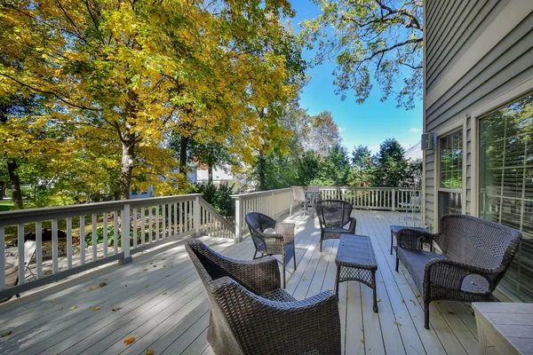 a view of a patio on the roof deck
