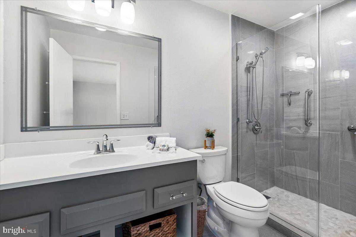 14515 Fiske Drive, Unit 160A Silver Spring, MD 20906 - Photo 12 of 20 a bathroom with a toilet sink a shower and a mirror