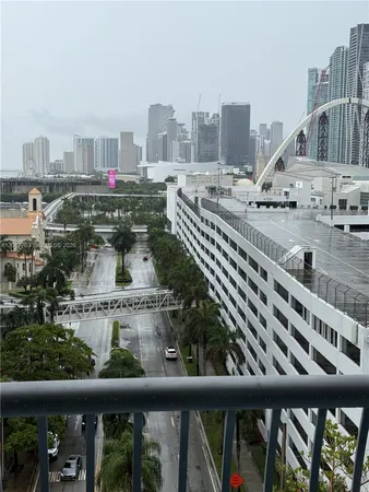 a view of city from a balcony